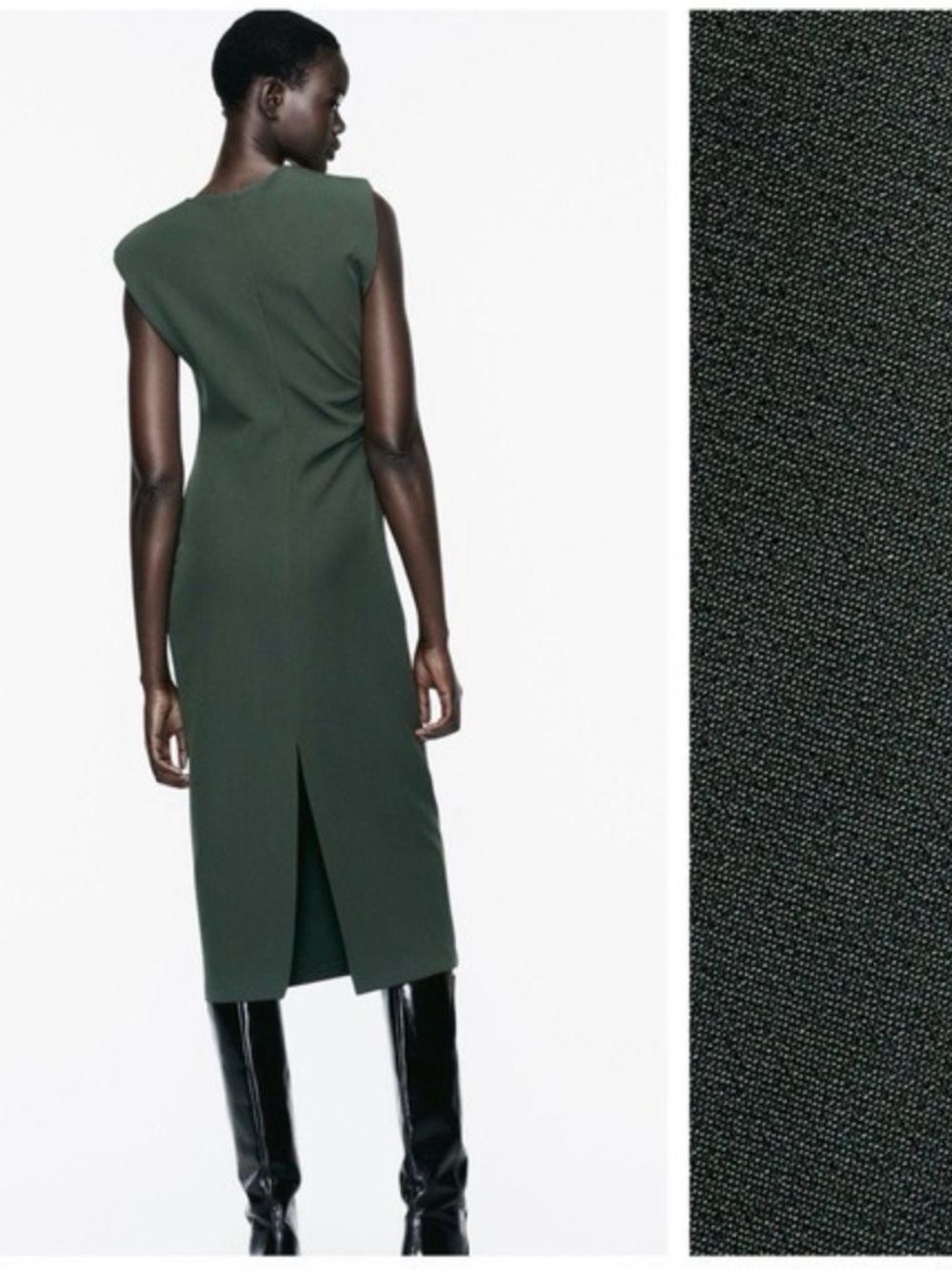 Zara Dark Olive Midi Sheath Dress size S